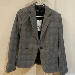 ZARA- Tailored Plaid Blazer